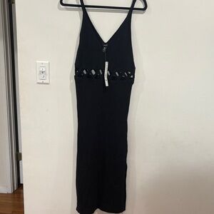 Aqua Black Backless Dress with Cutout Detail